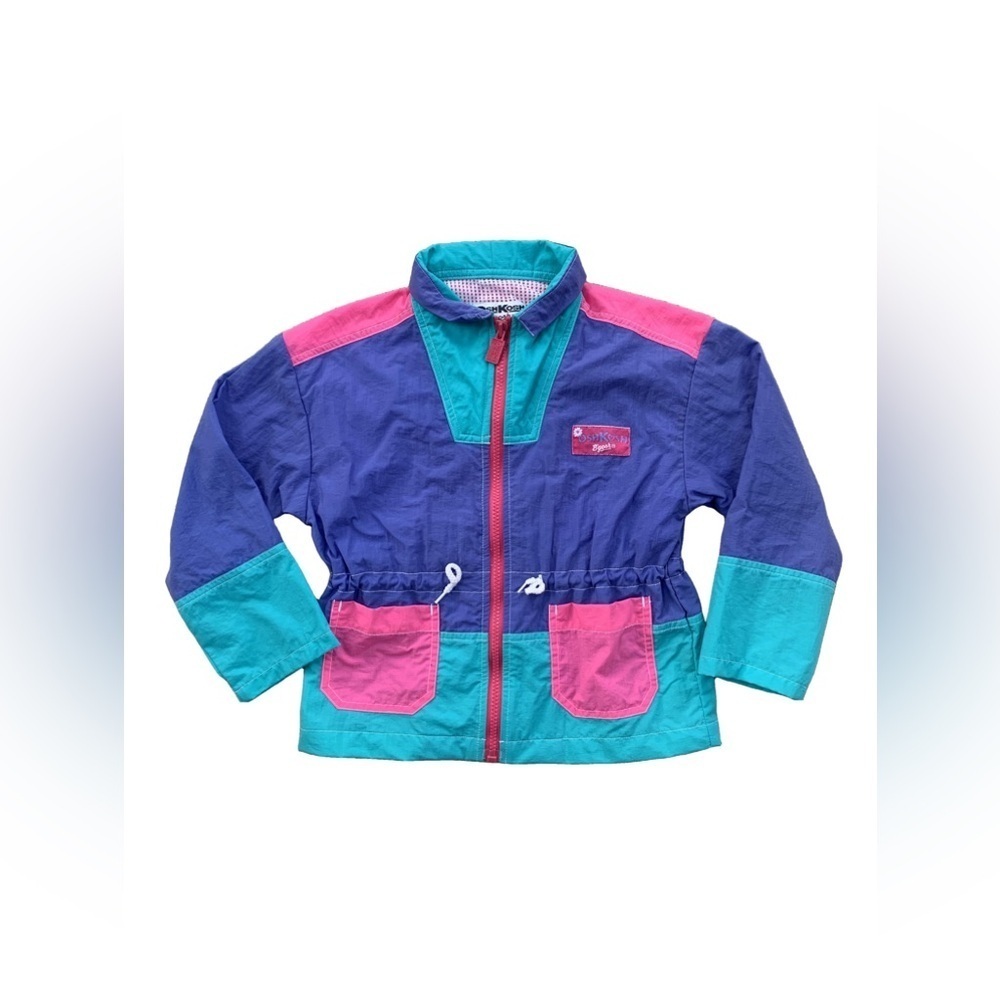 Vintage Oshkosh Size 5-6 Colorblock Pink and Purple Rain Jacket